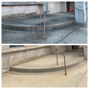 walkway before and after commercial pressure washing