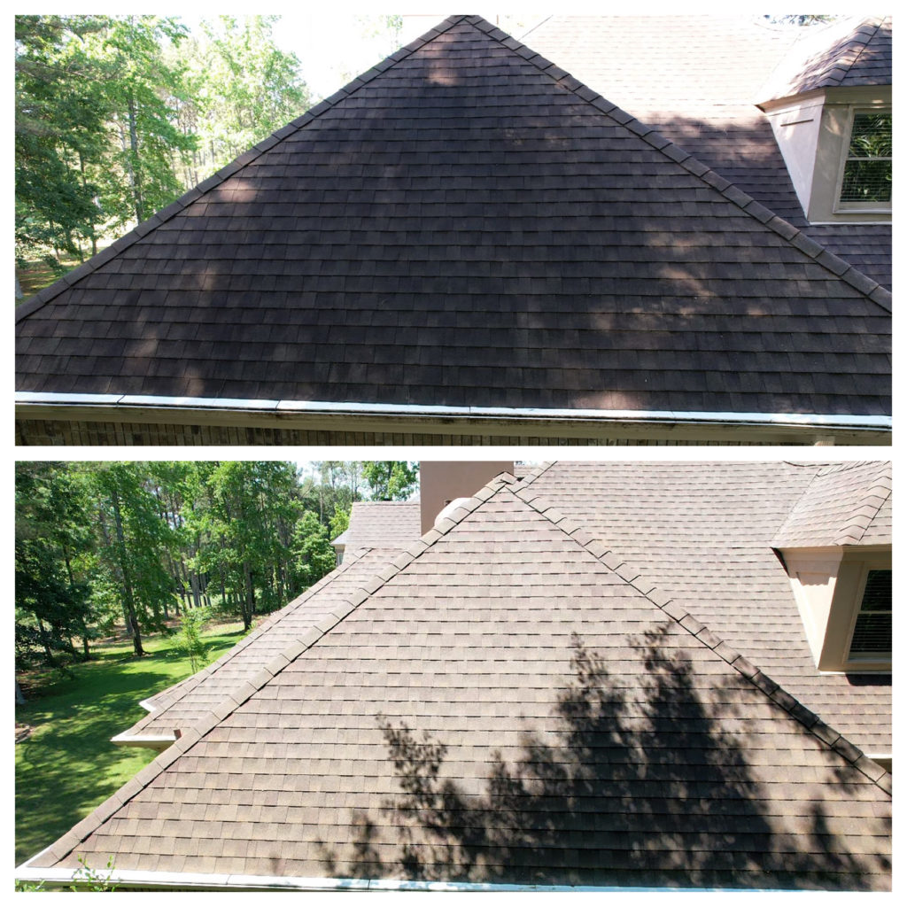 before and after roof wash