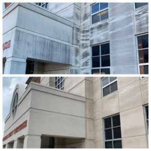 courthouse before and after concrete cleaning