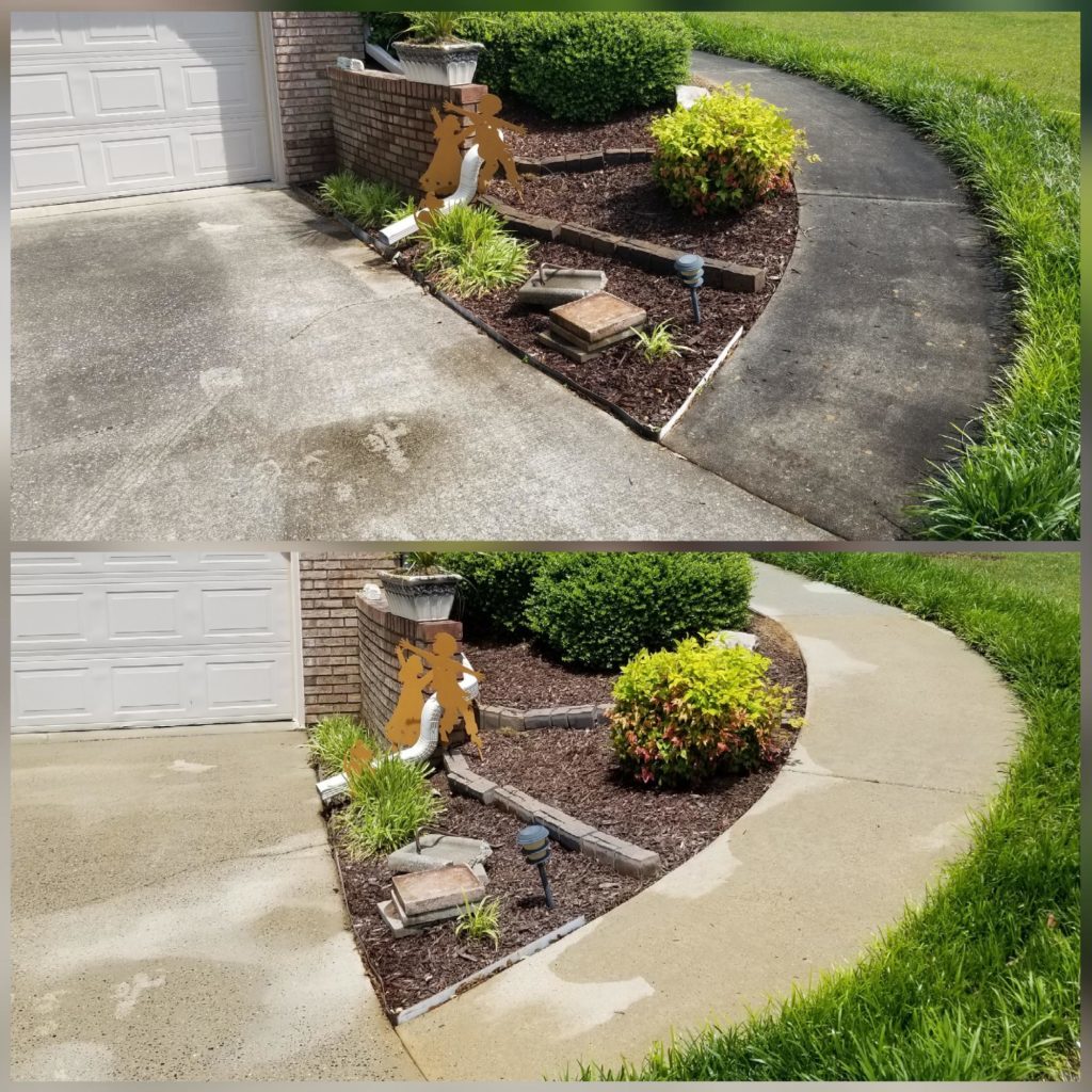 before and clean concrete