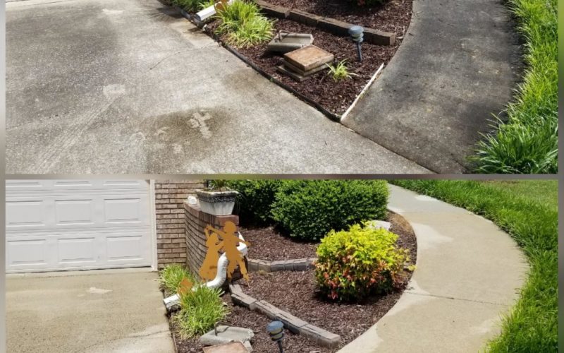 before and clean concrete